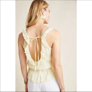 Anthropologie Linen Peplum Tank Top NWT Sz L